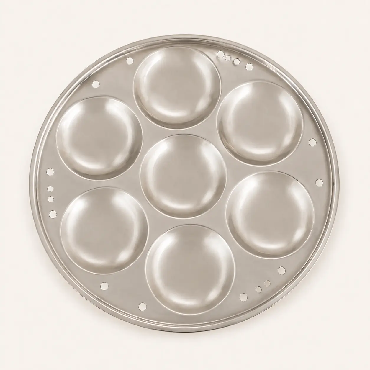 Seven-cavity stainless steel idli plate manufactured to OEM specification