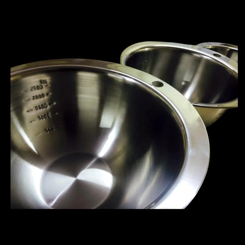 Stainless steel measuring bowls for bakery and central kitchens