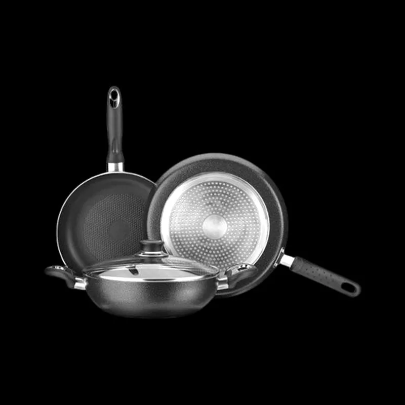 SS 430 induction base plates bonded to non-stick pan bodies
